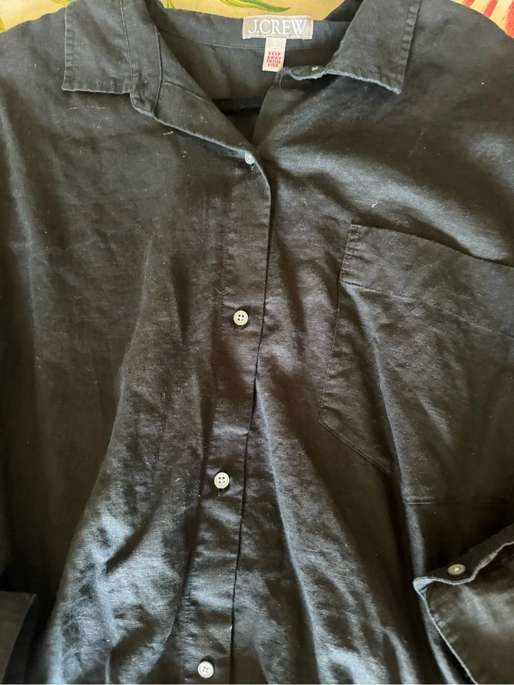 Women’s lounge! J.Crew Black Linen Casual Button-Down Shirt and drawstring pants